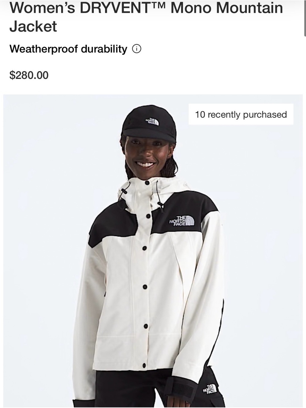 The North Face Women's Mono Mountain Jacket — Black & White